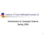 Lecture 17:User-Definded function II