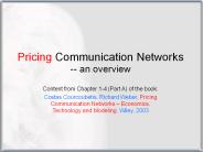 Pricing Communication Networks -- an overview