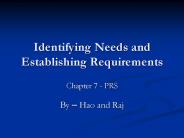 Identifying Needs and Establishing Requirements