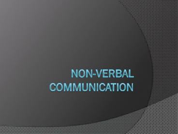 NONVERBAL COMMUNICATION