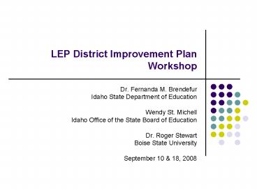LEP District Improvement Plan Workshop