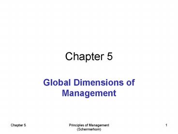Global Dimensions of Management