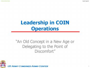 Leadership in COIN Operations
