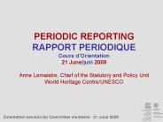 PERIODIC REPORTING RAPPORT PERIODIQUE Cours d