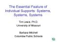 The Essential Feature of Individual Supports: Systems, Systems, Systems PowerPoint PPT Presentation