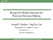 Rough Set Model Selection for Practical Decision Making