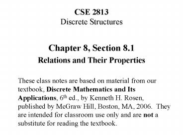 CSE 2813 Discrete Structures