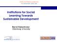 Institutions for Social Learning Towards Sustainable Development PowerPoint PPT Presentation