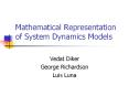 Mathematical Representation of System Dynamics Models PowerPoint PPT Presentation
