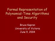 Formal Representation of PolynomialTime Algorithms and Security