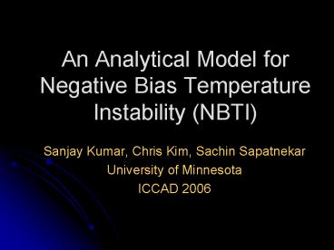 An Analytical Model for Negative Bias Temperature Instability NBTI