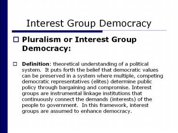 Interest Group Democracy