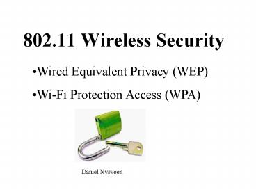 802'11 Wireless Security