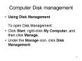 Computer Disk management PowerPoint PPT Presentation