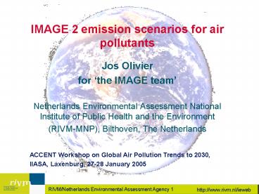 IMAGE 2 emission scenarios for air pollutants