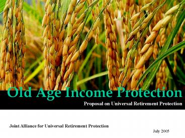 Old Age Income Protection