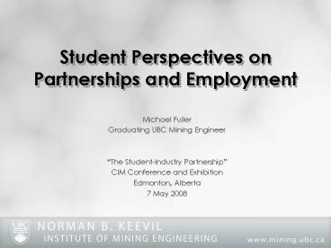 Student Perspectives on Partnerships and Employment