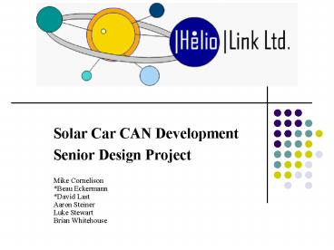 Solar Car CAN Development