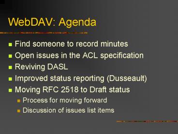 WebDAV: Agenda