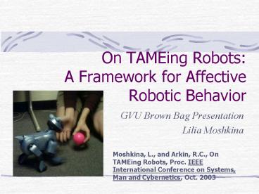 On TAMEing Robots: A Framework for Affective Robotic Behavior