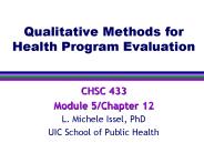 Qualitative Methods for Health Program Evaluation