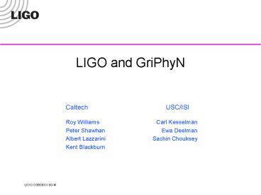 LIGO and GriPhyN