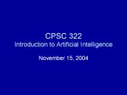 CPSC 322 Introduction to Artificial Intelligence