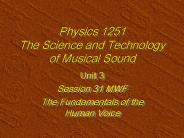 Physics 1251 The Science and Technology of Musical Sound