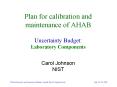 Plan for calibration and maintenance of AHAB Uncertainty Budget: Laboratory Components  Carol Johnson NIST PowerPoint PPT Presentation