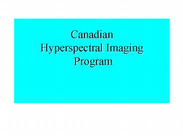 Canadian Hyperspectral Imaging Program