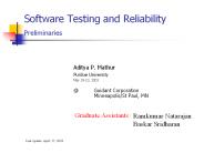 Software Testing and Reliability Preliminaries