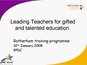 Leading Teachers for gifted and talented education'