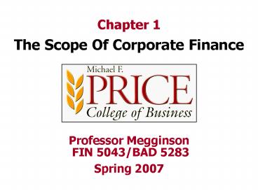 The Scope Of Corporate Finance