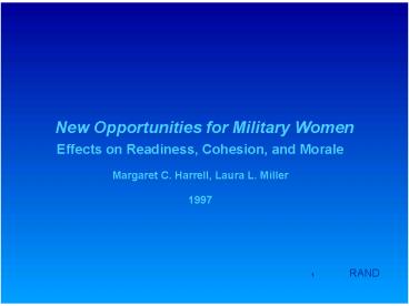 New Opportunities for Military Women