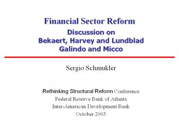 Financial Sector Reform