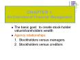 The basic goal: to create stockholder valueshareholders wealth PowerPoint PPT Presentation