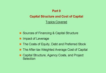 Capital Structure and Cost of Capital