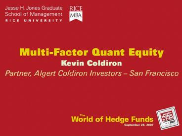 Multi Factor Quant Market Neutral Equity