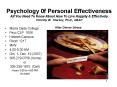 Psychology 0f Personal Effectiveness All You Need To Know About How To Live Happily PowerPoint PPT Presentation
