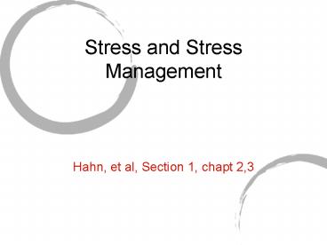 Stress and Stress Management