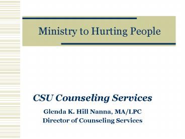 Ministry to Hurting People