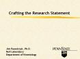 Crafting the Research Statement PowerPoint PPT Presentation