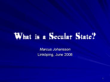 What is a Secular State