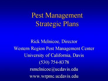 Pest Management Strategic Plans