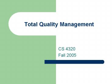 Total Quality Management