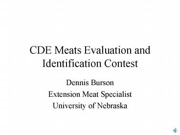 CDE Meats Evaluation and Identification Contest