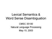 Lexical Semantics
