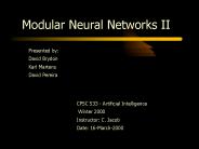 Modular Neural Networks II