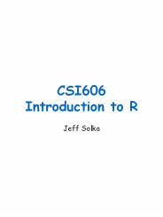 CSI606 Introduction to R