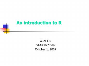 An introduction to R presentation | free to view